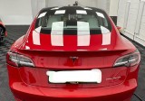 红色特斯拉Model 3隐形车衣落成