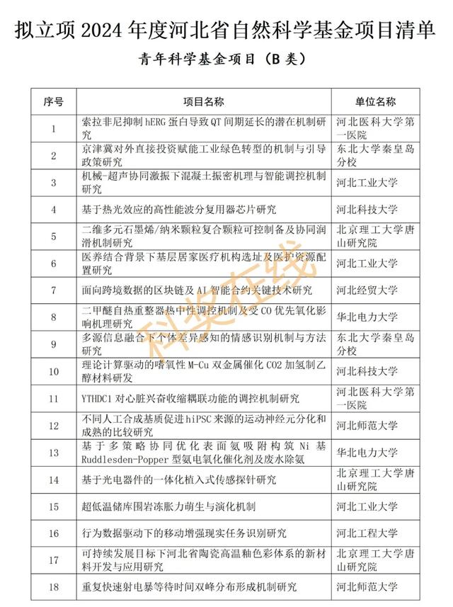 优青杰青60个项目，共1169个项目！河北省自然科学基金公示项目  第49张