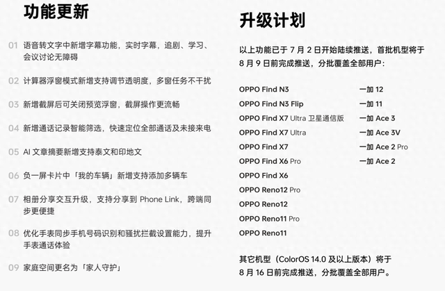 【系统】ColorOS七月升级计划来了 多项功能有你在等的吗  第1张