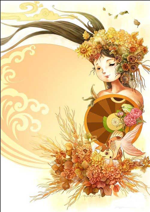 Painter结合sai绘制儿童插画之花神方法  第1张