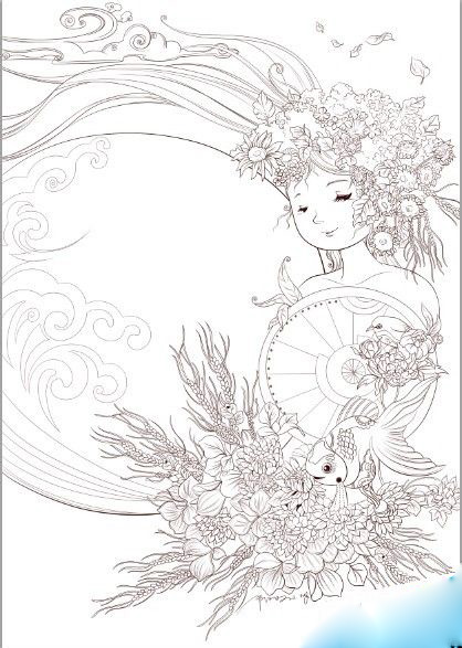 Painter结合sai绘制儿童插画之花神方法  第2张