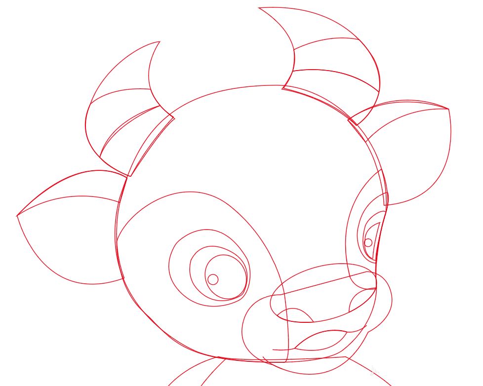 Illustrator绘制可爱生肖牛图标 矢量图标设计技巧  第5张