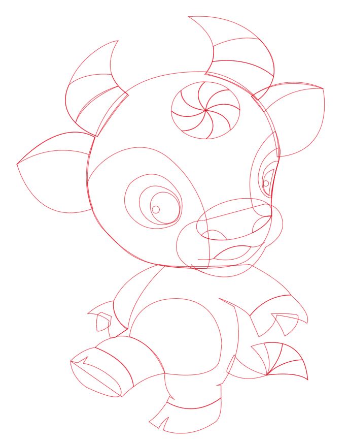 Illustrator绘制可爱生肖牛图标 矢量图标设计技巧  第6张