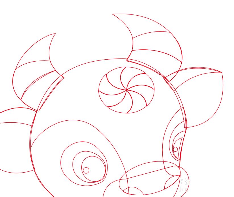 Illustrator绘制可爱生肖牛图标 矢量图标设计技巧  第13张