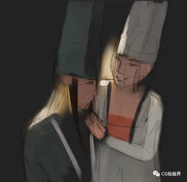 Painter绘制另类黑 白 无 常插画教程  第5张