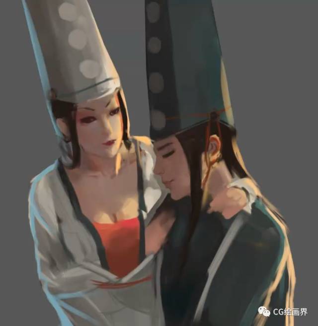 Painter绘制另类黑 白 无 常插画教程  第9张