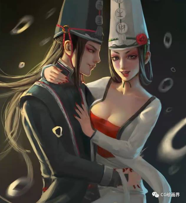 Painter绘制另类黑 白 无 常插画教程  第16张