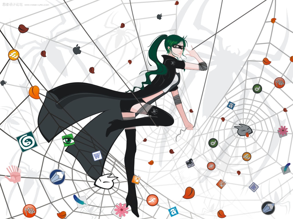 Coreldraw贝赛尔曲线鼠绘漂亮的矢量蜘蛛女侠图片设计教程 第10张 Coreldraw贝赛尔曲线鼠绘漂亮的矢量蜘蛛女侠图片设计教程 第10张