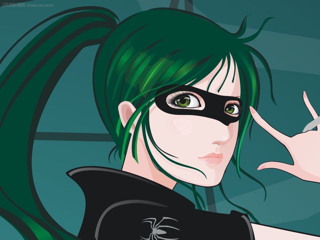 Coreldraw贝赛尔曲线鼠绘漂亮的矢量蜘蛛女侠图片设计教程 第13张 Coreldraw贝赛尔曲线鼠绘漂亮的矢量蜘蛛女侠图片设计教程 第13张