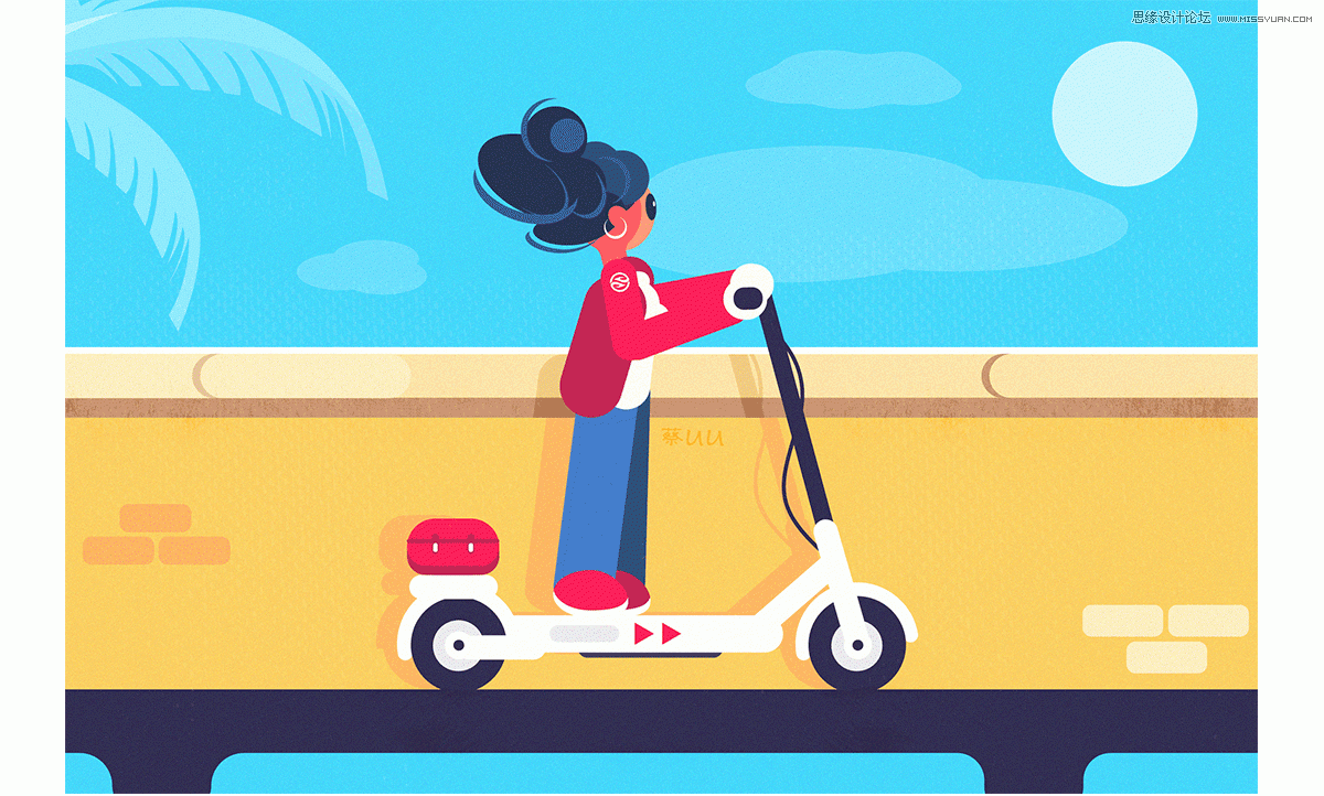 使用AI制作滑板车插画图片的Illustrator矢量插画设计教程