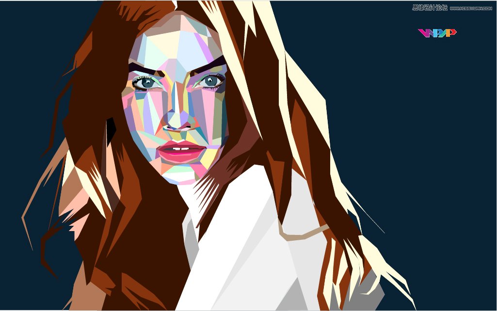 Illustrator绘制彩色低多边形特效人像效果教程  第1张