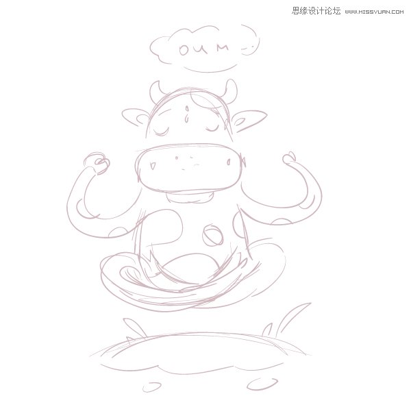 Illustrator网格工具绘制可爱的插画奶牛效果图  第2张