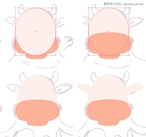 Illustrator网格工具绘制可爱的插画奶牛效果图  第4张