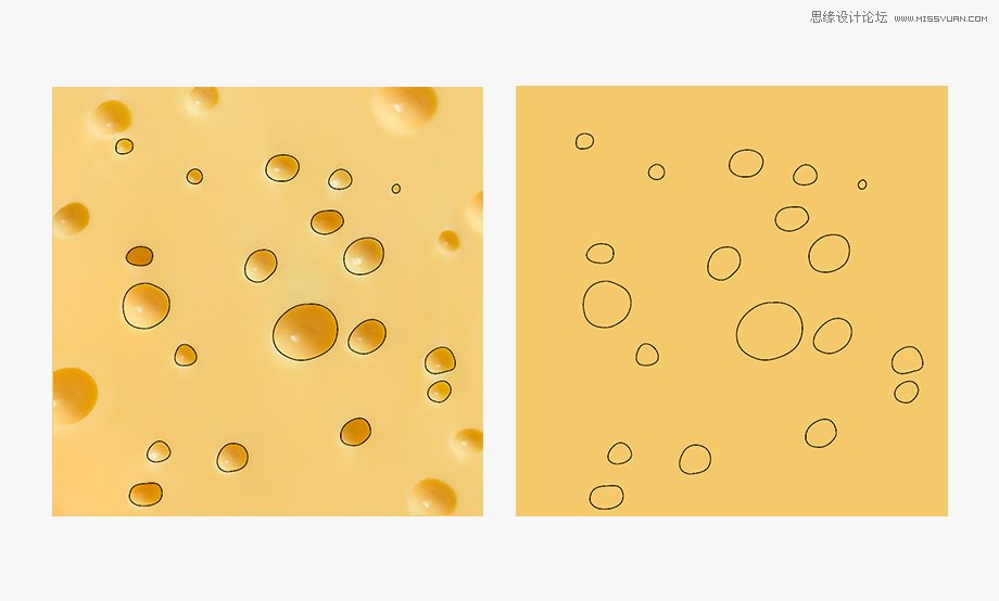 Illustrator矢量图作画写实技巧,绘制写实主义的奶酪图案背景图 第4张 Illustrator矢量图作画写实技巧,绘制写实主义的奶酪图案背景图 第4张