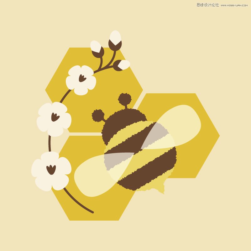 Illustrator绘制抽象风格的小蜜蜂效果