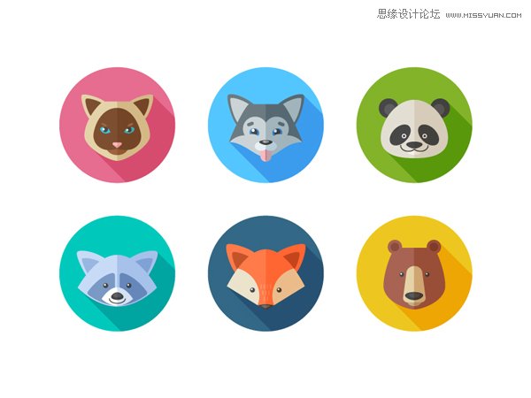 Illustrator制作扁平化动物卡通头像教程