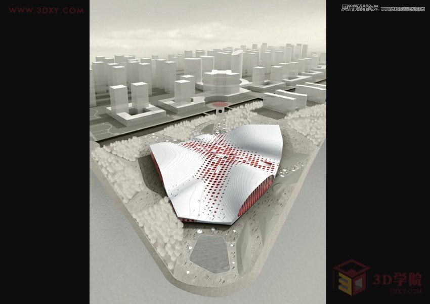 3DMAX利用Poly制作异形体育馆建筑效果