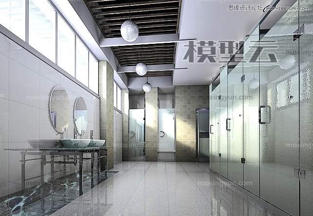 3DMAX灯光阵列光能传递渲染玻璃卫生间教程 第1张 3DMAX灯光阵列光能传递渲染玻璃卫生间教程 第1张