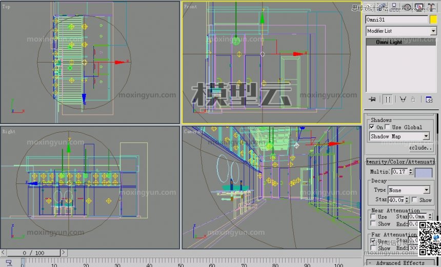 3DMAX灯光阵列光能传递渲染玻璃卫生间教程 第4张 3DMAX灯光阵列光能传递渲染玻璃卫生间教程 第4张