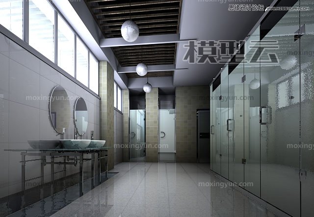 3DMAX灯光阵列光能传递渲染玻璃卫生间教程 第5张 3DMAX灯光阵列光能传递渲染玻璃卫生间教程 第5张