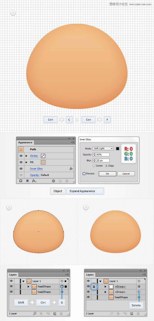 Illustrator设计时尚有趣的卡通人物脸部  第8张