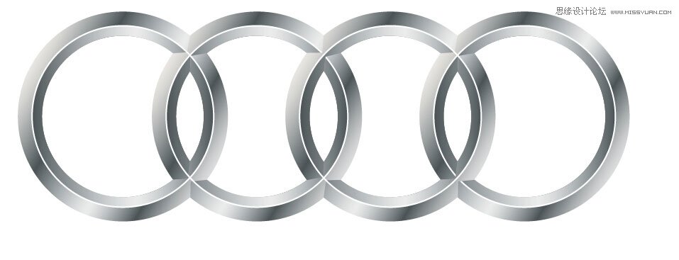 Illustrator绘制金属质感的奥迪LOGO教程