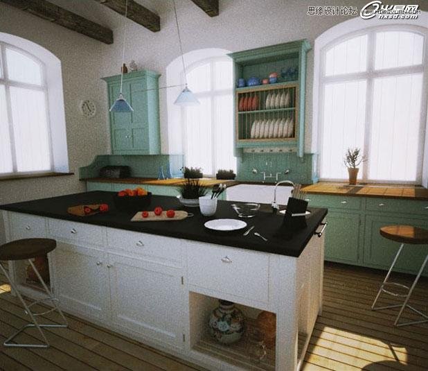 3ds Max打造西方开放式厨房局部场景 第11张 3ds Max打造西方开放式厨房局部场景 第11张