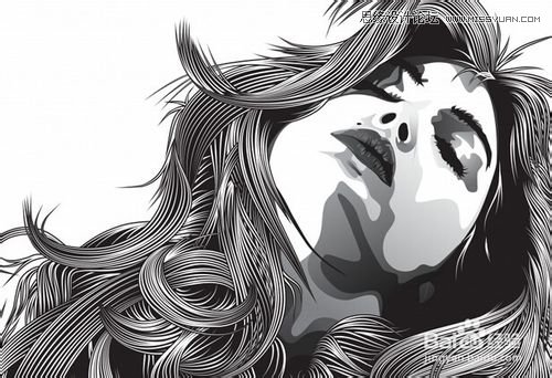 Illustrator绘制逼真的美女头发教程