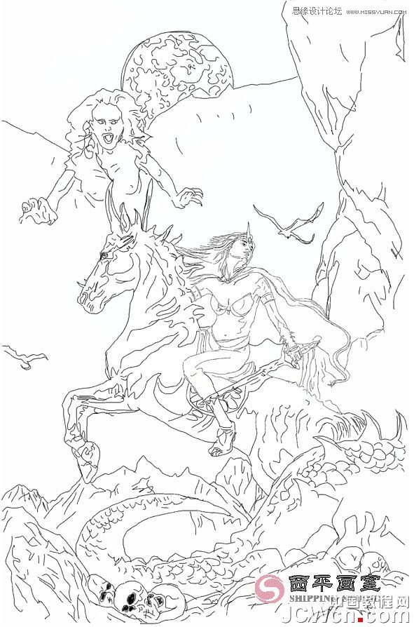 CorelDRAW巧用网格工具绘制恶魔谷插画  第2张