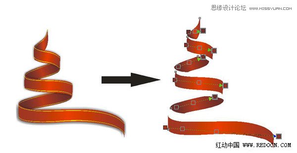 Coreldraw制作漂亮的圣诞节红色丝带  第2张