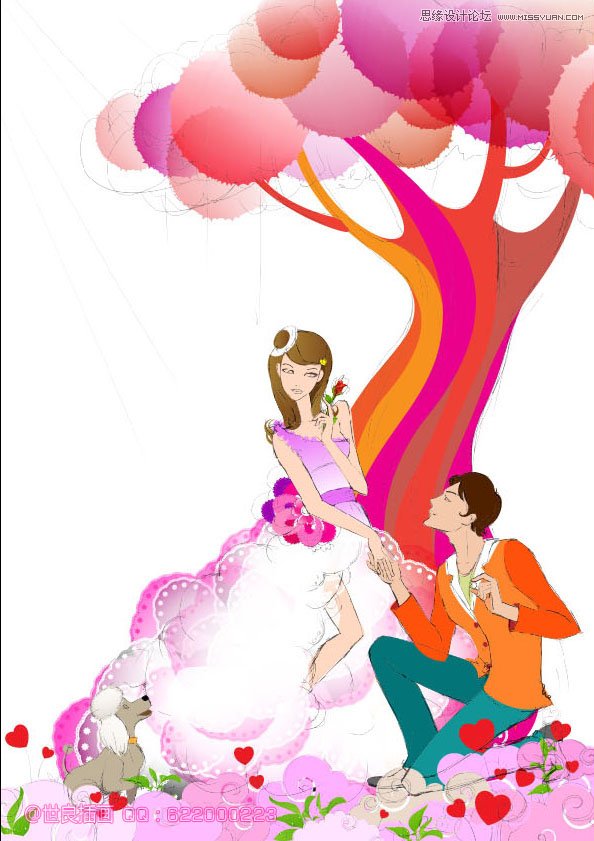 Illustrator绘制浪漫时尚的情人节插画场景  第6张