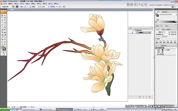 Illustrator绘制矢量风格的中国花鸟画 第7张 Illustrator绘制矢量风格的中国花鸟画 第7张