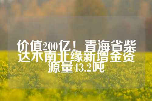 价值200亿！青海省柴达木南北缘新增金资源量43.2吨  第1张